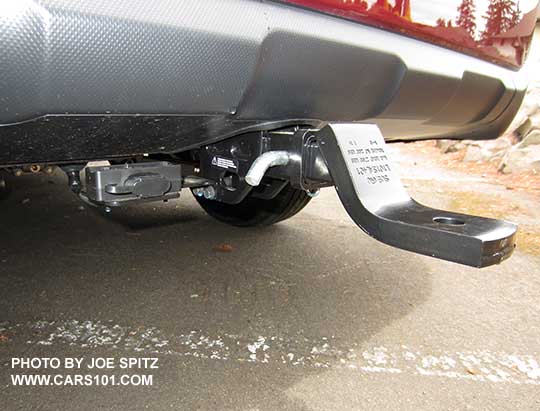 2017 Subaru Outback optional 1 1/4" (1.25") trailer hitch.  2700 towing capacity. Comes with insert and wired 4 pin connector.