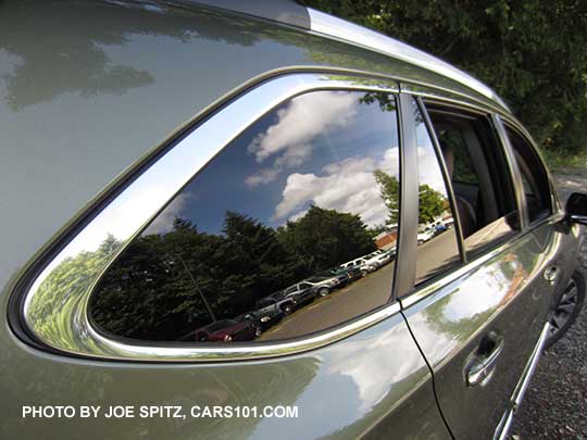 2017 Subaru Outback chrome window trim, wilderness green shown