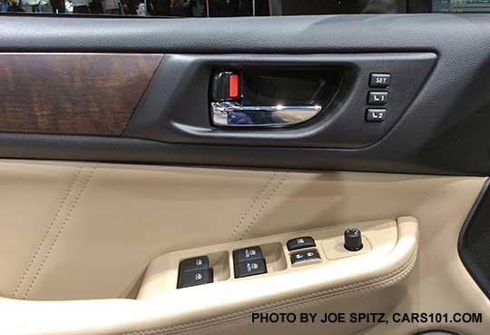 2018 Subaru Outback Limited driver's door panel window controls, driver's seat memory buttons