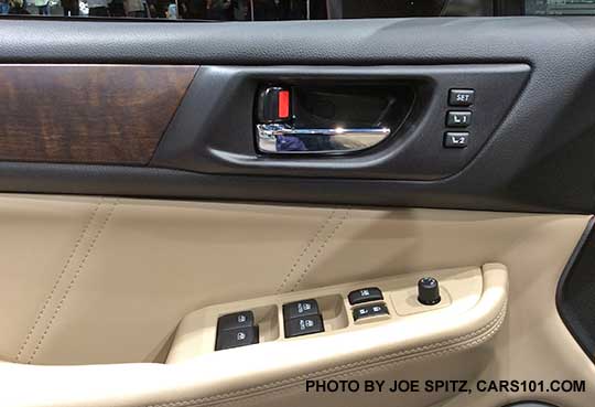 2018 Subaru Outback Limited driver's door panel window controls, driver's seat memory buttons
