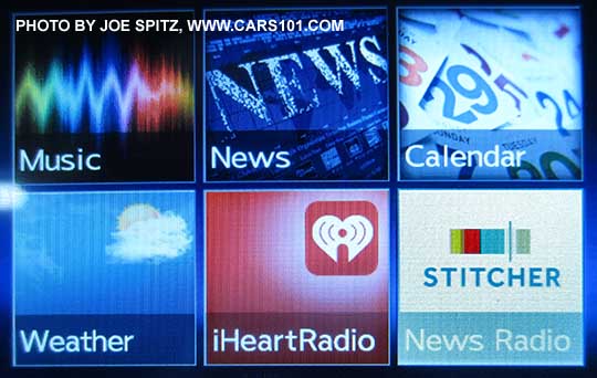 free Subaru Starlink app May 2015, with news, iHeart radio, music streaming, weather, and the new Stitcher app