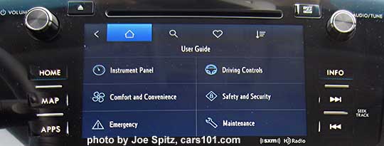 new for 2017 Subaru Outback Starlink app vehicle Quick Guide with USER GUIDE selected