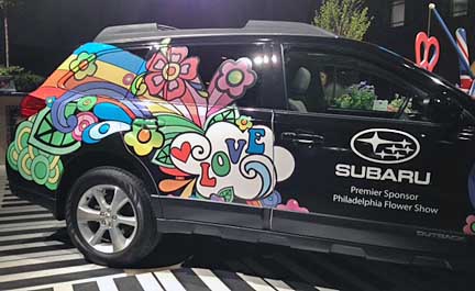 click the subaru love flower power 2013 Outback for the 2013 philadelphia flower show