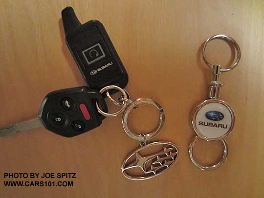 two Subaru logo keyrings, 2015