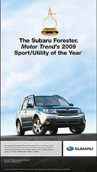 2009 Forester Motor Trend SUV of the year ad
