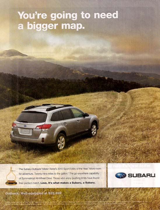 2010 Subaru Outback magazine ad, June 2010