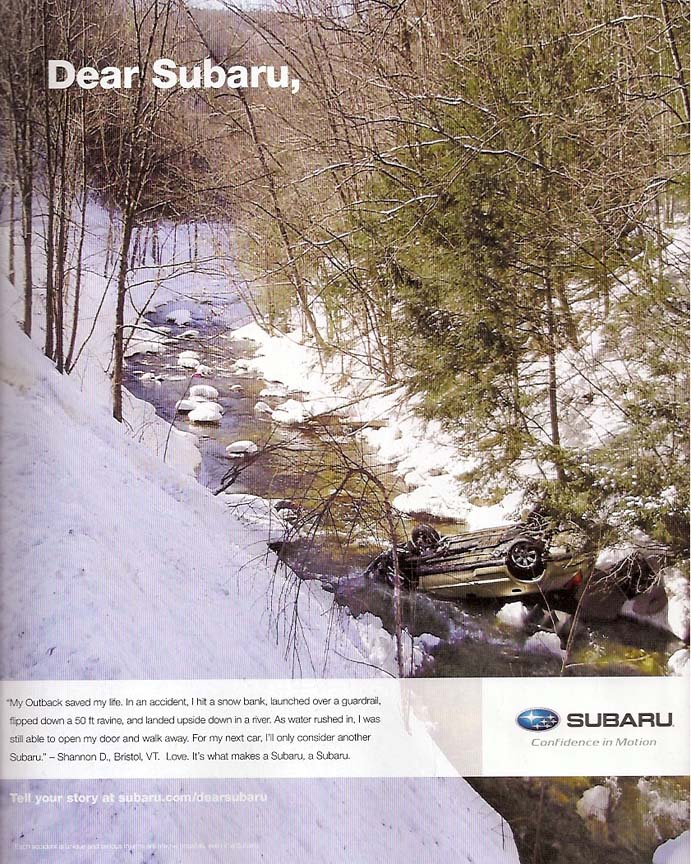 2011 subaru outback advertising- my outback hit a snowbank