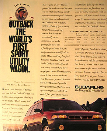 1990 Subaru Legacy Ski Team USA Original Car Advertisement Print Ad J294 