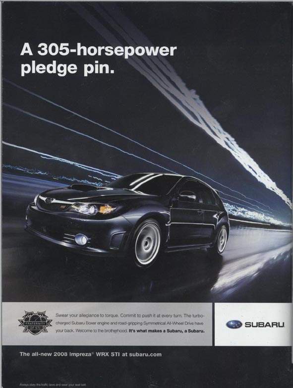 Subaru STI ad, April - May 2008