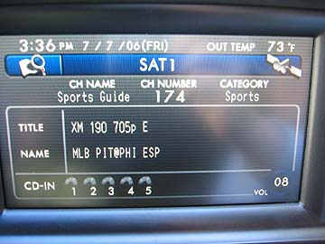 XM radio display