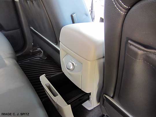 2013, 2012 Subaru Tribeca rear seat console with rear ac fan control, and a storage drawer