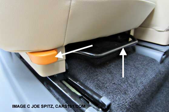 to adjust 2nd row seats in the subaru tribeca, use these handles, 2014, 2013, 2012 subaru tribecas