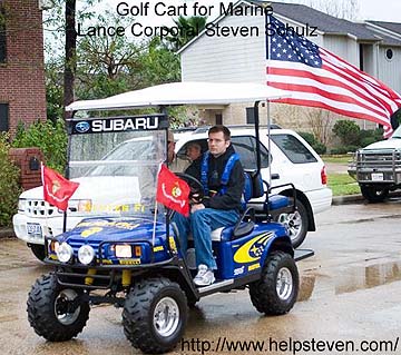 WRX WR Blue golf cart for Marine Steven Schultz
