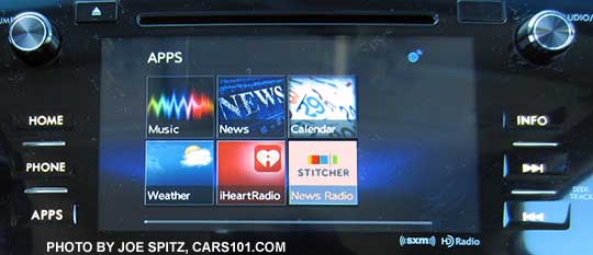 Subaru Starlink apps and tiles on the 7" audio system