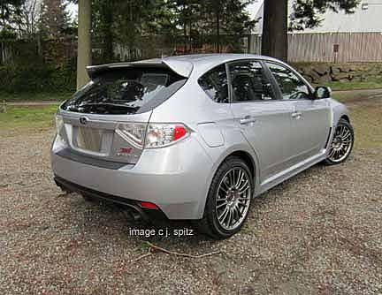 rear view subaru wrx sti 5 door