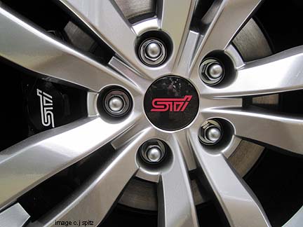 close-up of the newe 2012 STI 4 door sedan alloy wheel