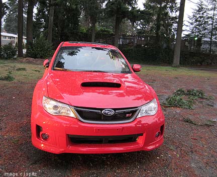 front view red 4 door 2012 subaru wrx sti sedan