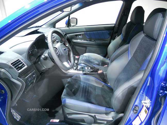 2015 STI Launch Edition interior, photo taken at January 2014 debut