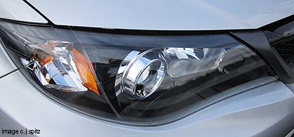 2011 WRX STI headlight with black inner surround