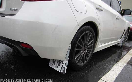 getting creative with camo rally armor mud flaps on a WRX 5 door
