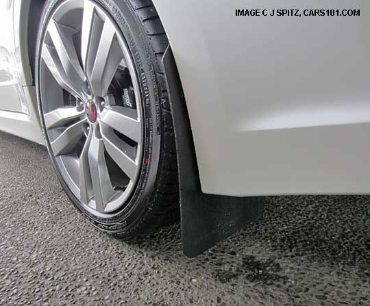 aftermarket rally armour mud flap shown on 2013 subaru sti