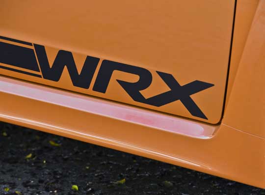 special black graphics on the 200 limited edition 2013 tangerine orange wrx sedans, spring 2013