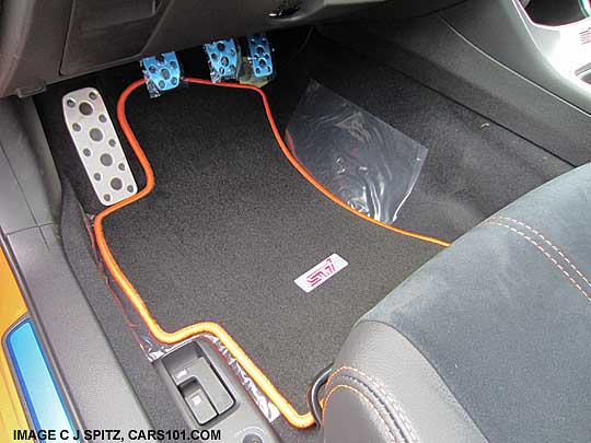 2013 Subaru STI special edition floor mat with orange edging