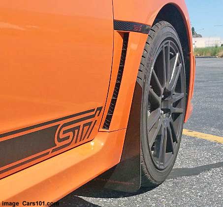 a 2013 subaru sti specail edition with rally armor mud flaps