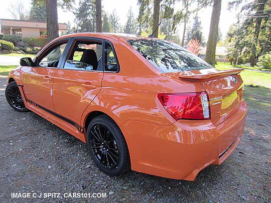 rear view 2013 tangerine orange 4 door special edition se wrx sedan