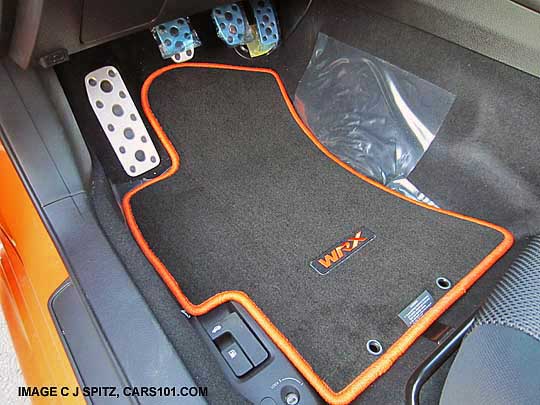 drivers floor mat with orange edging, 2013 subaru impreza wrx special edition