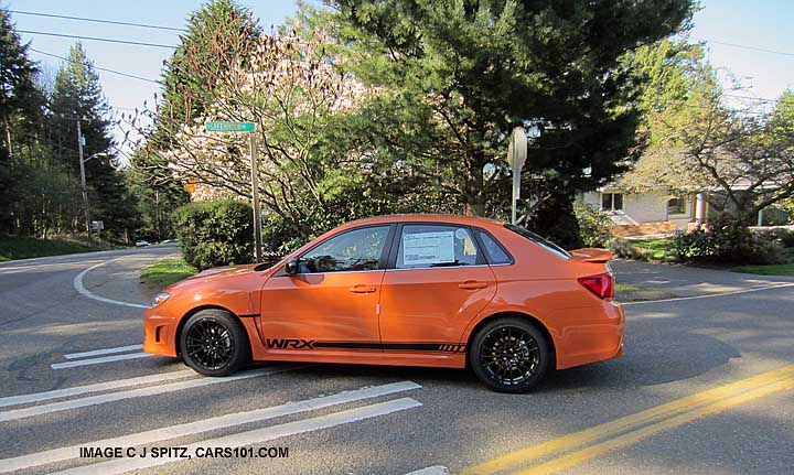 side view 13 impreza wrx se tangerine orange