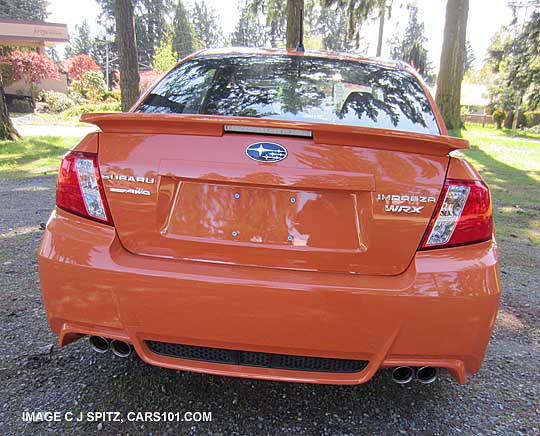 rear spoiler on tangerine arange 2013 subaru impreza wrx special edition 4 door sedan