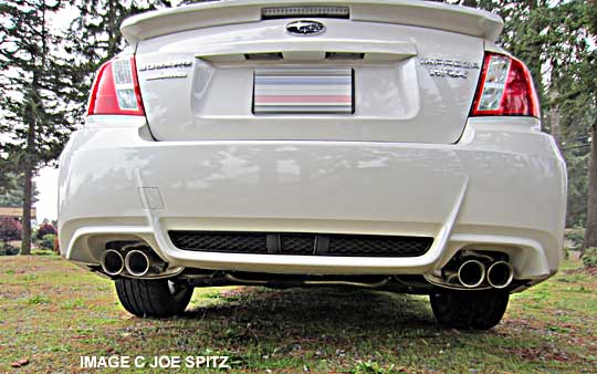 2014 suubaru wrx 4 door sedan rear view exhaust. satin white