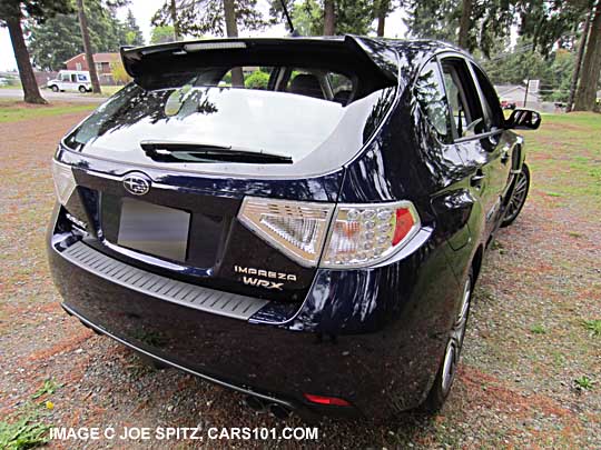 rear view 2014 subarun impreza wrx 5 door, plasma blue color