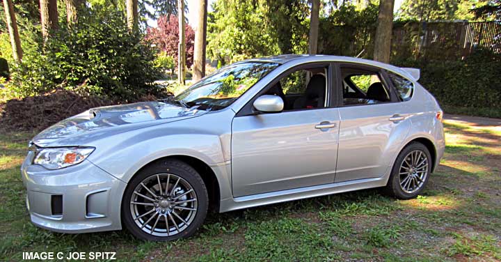 2014 subaru impreza wrx 5 door side view, ice silver color