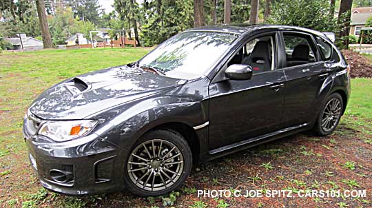 side view 2014 dark gray wrx 5 door hatchback