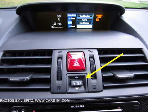 WRX and STI upper console display control button