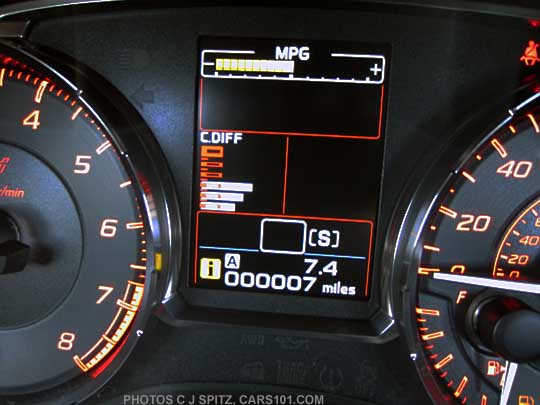 2015 STI instrument panel center display with DCCD settings