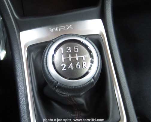 2015 WRX manual transmission shift knob, gray shift pattern, leather wrapped