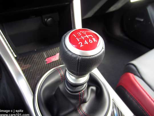 STI shift knob, leather wrapped, red shift pattern