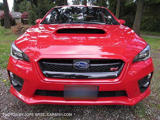 2015 lightning red STI front end, grill