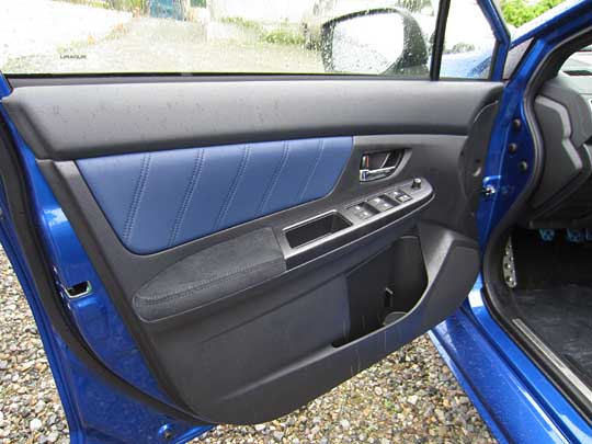 2015 STI Launch Edition front door panel, blue leather
