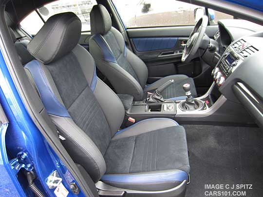 2015 STI Launch Edition passenger seat, alcantara with blue leather bolsters