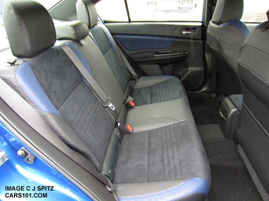 2015 STI Launch Edition rear seat, alcantara with blue leather bolsters