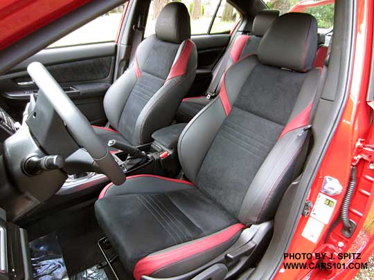 2015 STI front seats, black alcantara, red accented bolsters