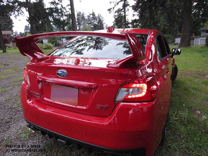 2015 STI rear spoiler, lighting red