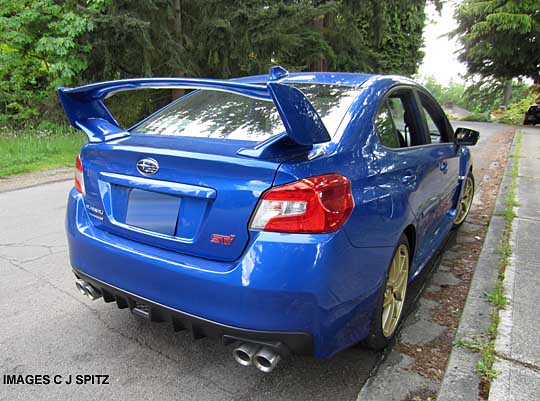 WR Blue STI Launch Edition rear spoiler