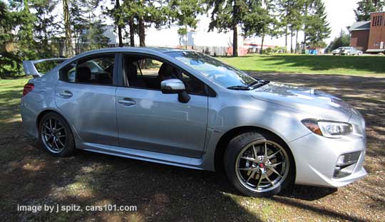 side view 2015 STI, ice silver