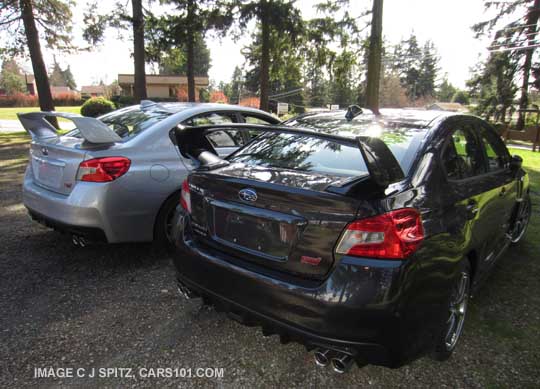 dark gray and ice silver 2015 Subaru STIs