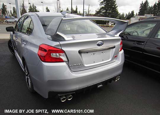 ice silver 2015 WRX STI with optional carbon fiber trunk trim